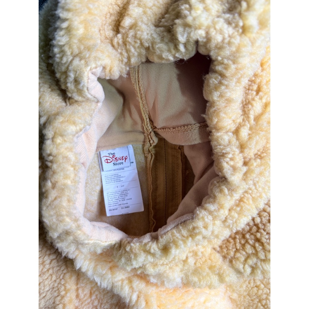 90's Disney Store Simba Lion King Costume Kids 4-6T Yellow Sherpa Fleece Hooded - Picture 3 of 3
